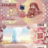 *USA 50 Dollars 2015 44. štát - Wyoming polymer - Kliknutím na obrázok zatvorte -